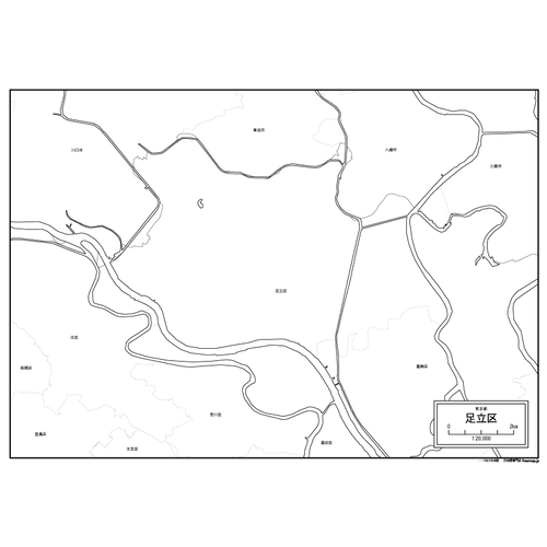 東京都足立区の白地図のサムネイル