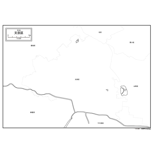 東京都文京区の白地図のサムネイル