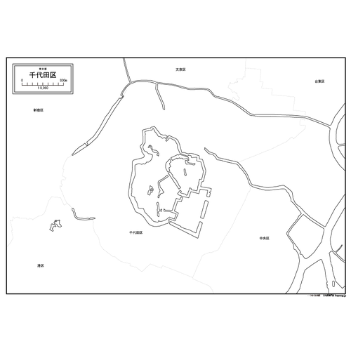 東京都千代田区の白地図のサムネイル