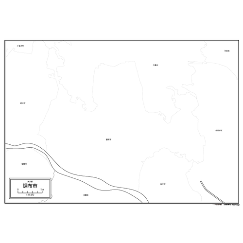 調布市の白地図のサムネイル