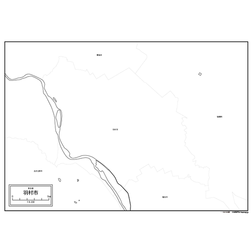 羽村市の白地図のサムネイル