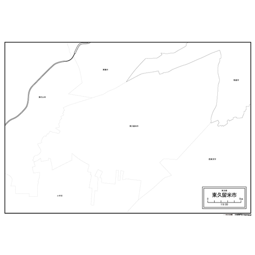 東久留米市の白地図のサムネイル