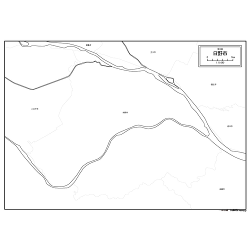 日野市の白地図のサムネイル