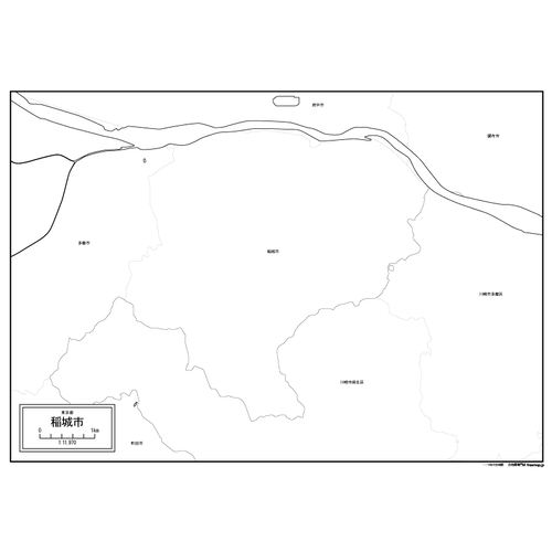 稲城市の白地図のサムネイル