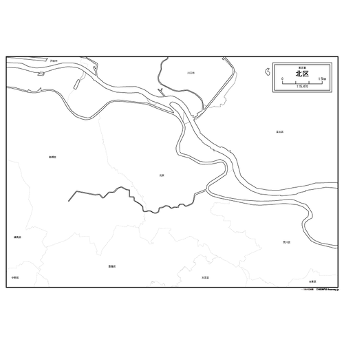 東京都北区の白地図のサムネイル
