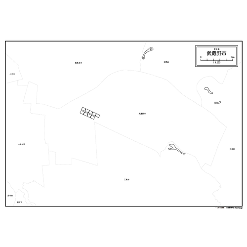 武蔵野市の白地図のサムネイル