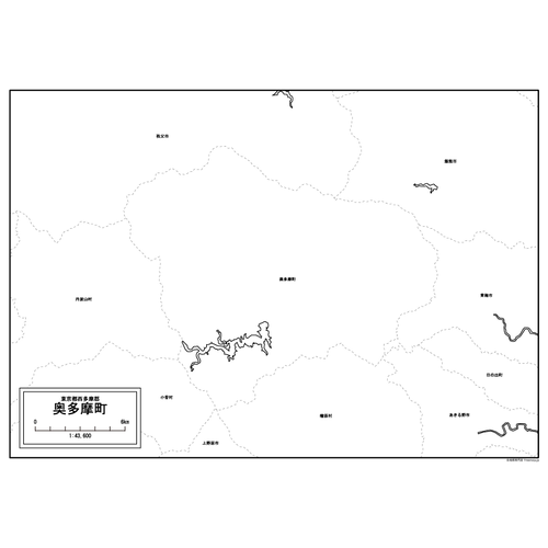 奥多摩町の白地図のサムネイル