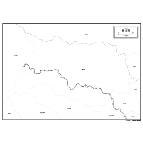 青梅市の白地図のサムネイル