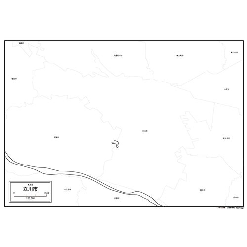 立川市の白地図のサムネイル