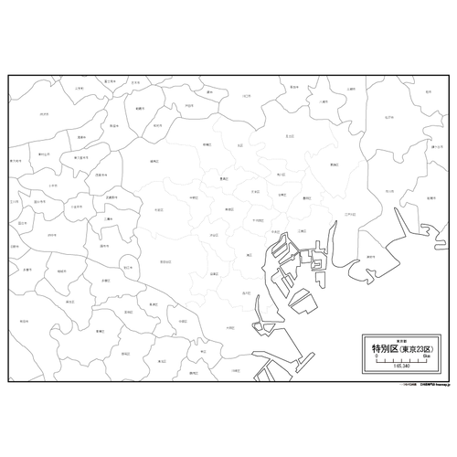 東京都特別区(23区)の白地図のサムネイル