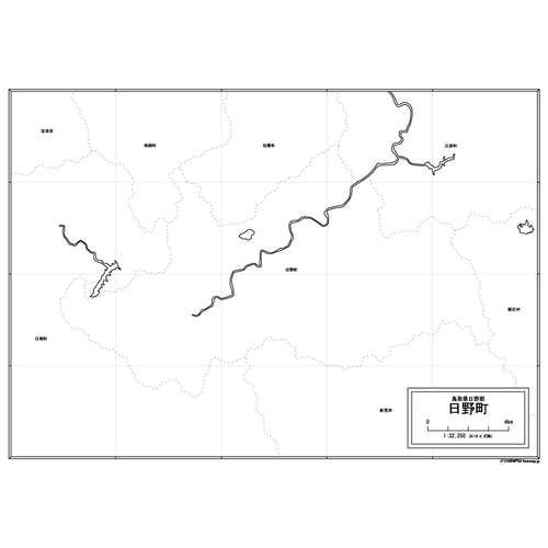 鳥取県日野町の白地図のサムネイル