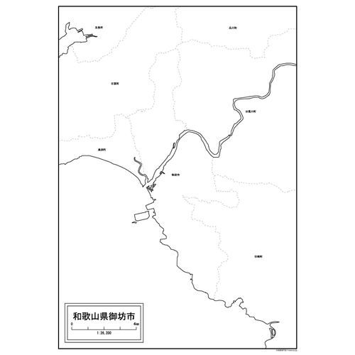 御坊市の白地図のサムネイル