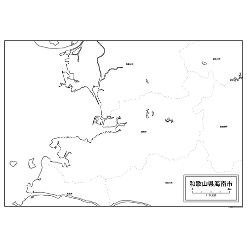 海南市の白地図のサムネイル