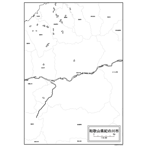 紀の川市の白地図のサムネイル