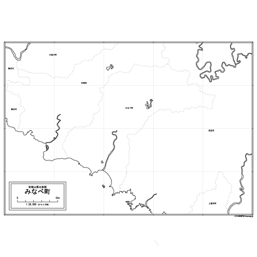 みなべ町の白地図のサムネイル