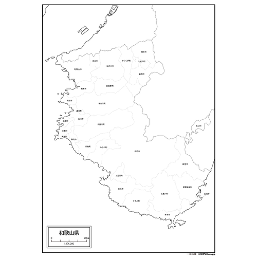 和歌山県の白地図のサムネイル