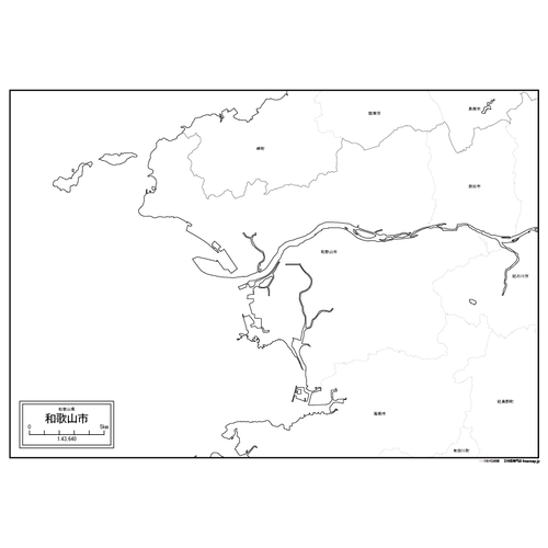 和歌山市の白地図のサムネイル