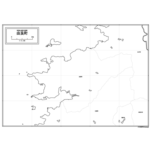 由良町の白地図のサムネイル
