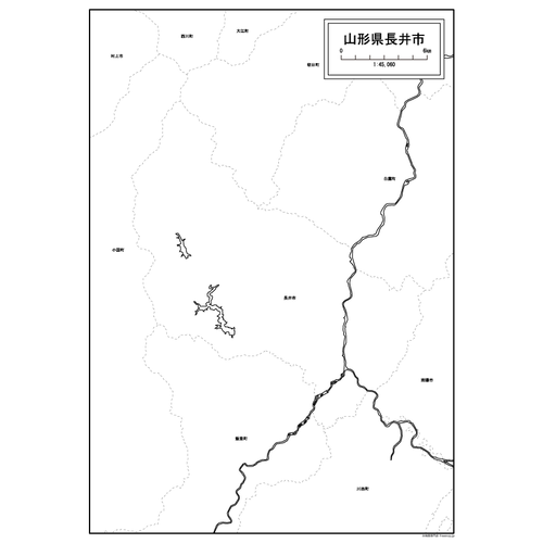 長井市の白地図のサムネイル