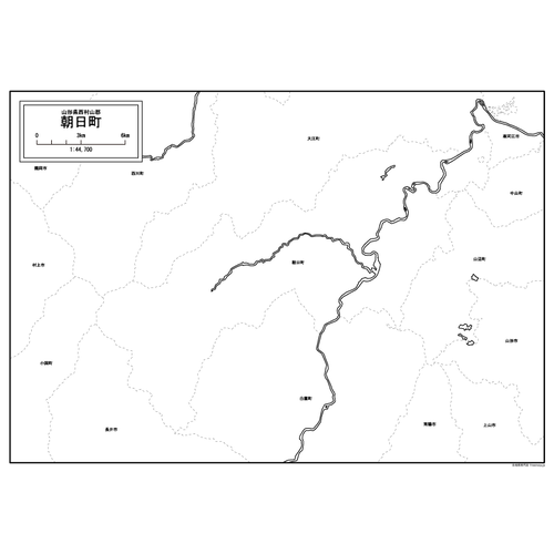 山形県朝日町の白地図のサムネイル
