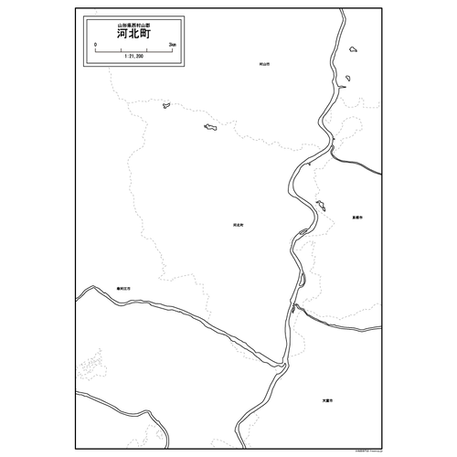 河北町の白地図のサムネイル
