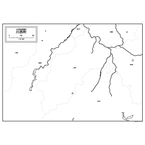 山形県川西町の白地図のサムネイル