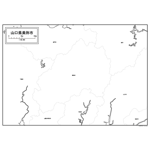 美祢市の白地図のサムネイル