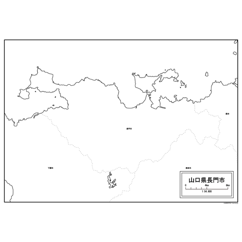 長門市の白地図のサムネイル