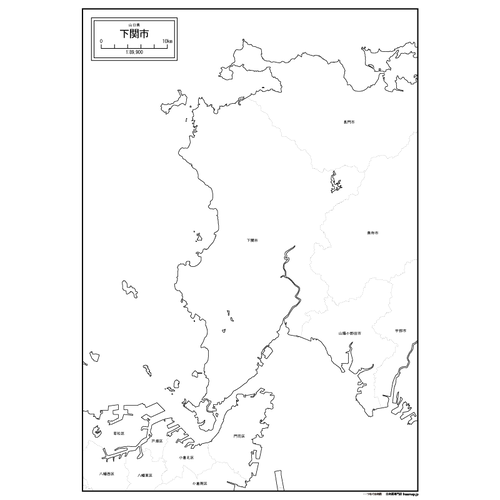 下関市の白地図のサムネイル