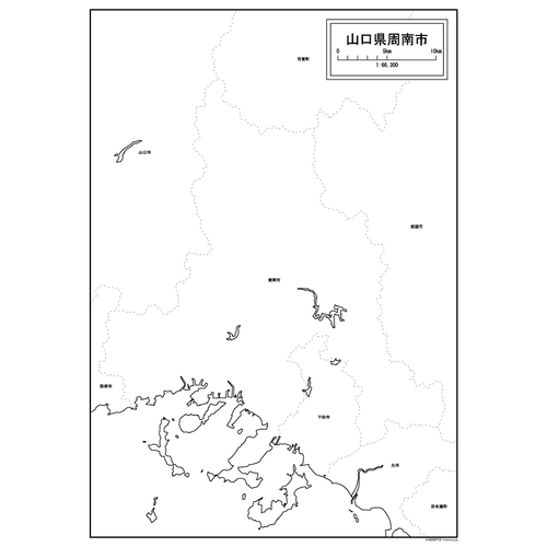 周南市の白地図のサムネイル