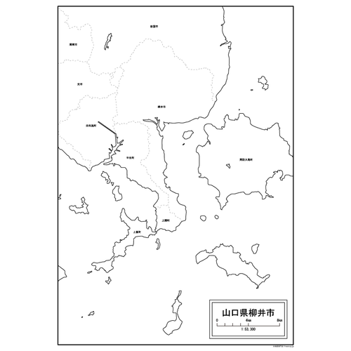 柳井市の白地図のサムネイル