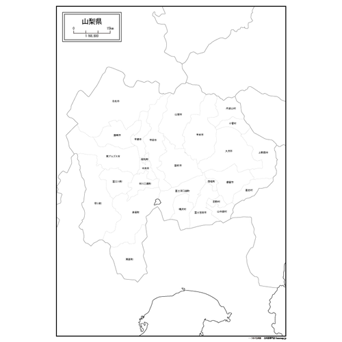 山梨県の白地図のサムネイル