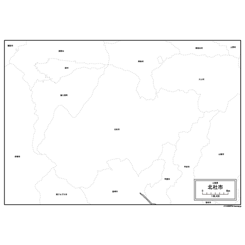 北杜市の白地図のサムネイル