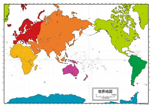 7大陸分類の世界地図