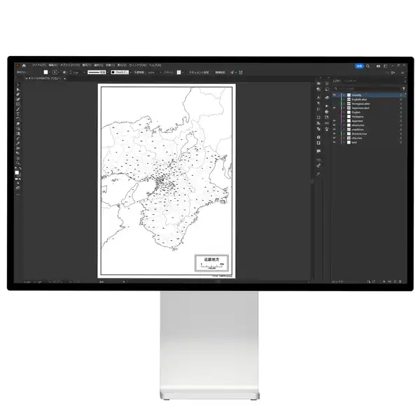 神奈川県川崎市全体の白地図と各7区のセット（Aiファイル）
