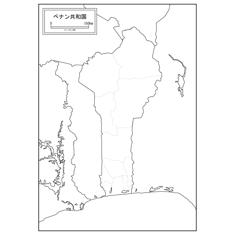 ベナン共和国の白地図のサムネイル