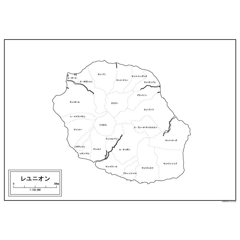 レユニオンの白地図のサムネイル