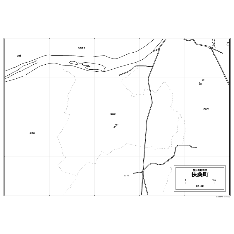 扶桑町の白地図のサムネイル