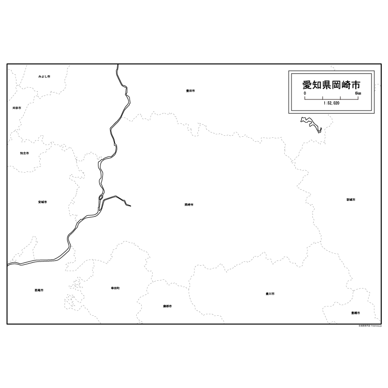 岡崎市の白地図のサムネイル