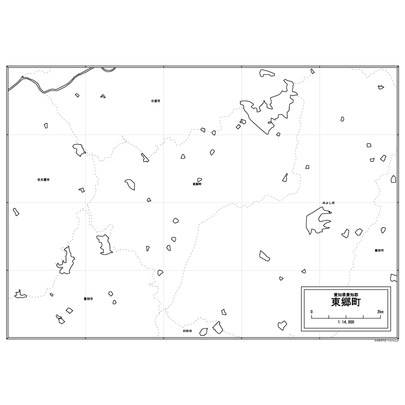 東郷町の白地図のサムネイル