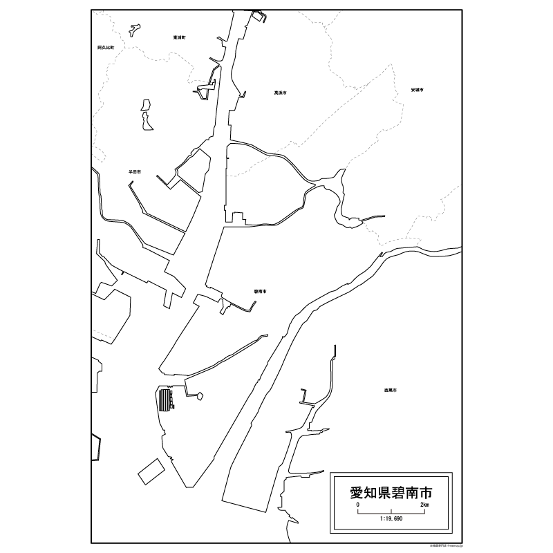 碧南市の白地図のサムネイル