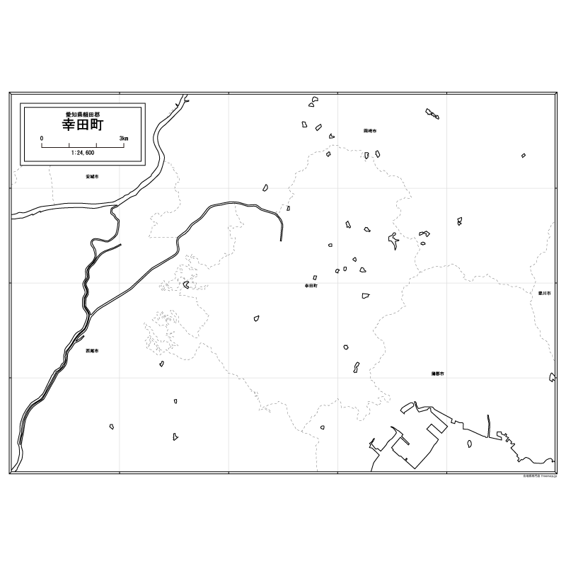幸田町の白地図のサムネイル