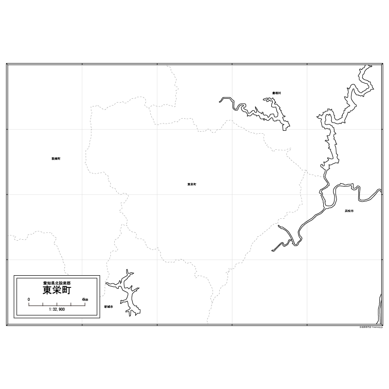 東栄町の白地図のサムネイル