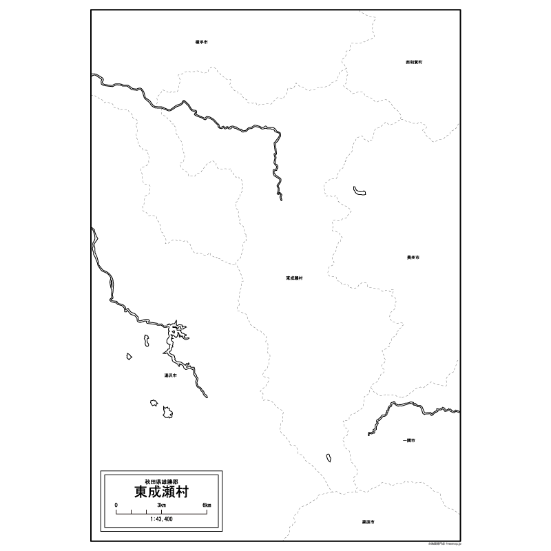 東成瀬村の白地図のサムネイル