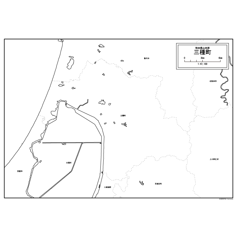 三種町の白地図のサムネイル