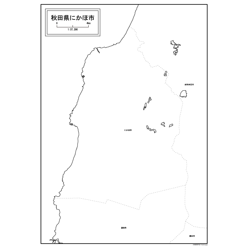 にかほ市の白地図のサムネイル