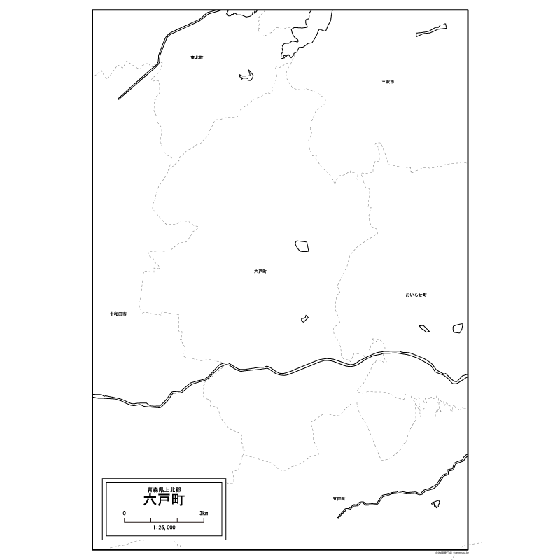 六戸町の白地図のサムネイル