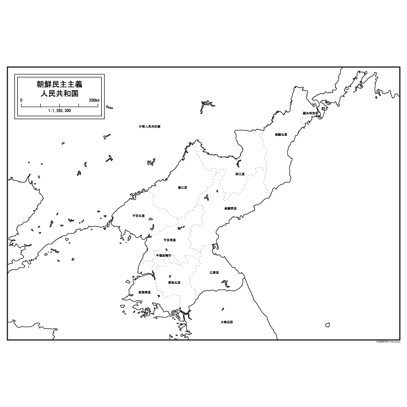朝鮮民主主義人民共和国（北朝鮮）の白地図のサムネイル