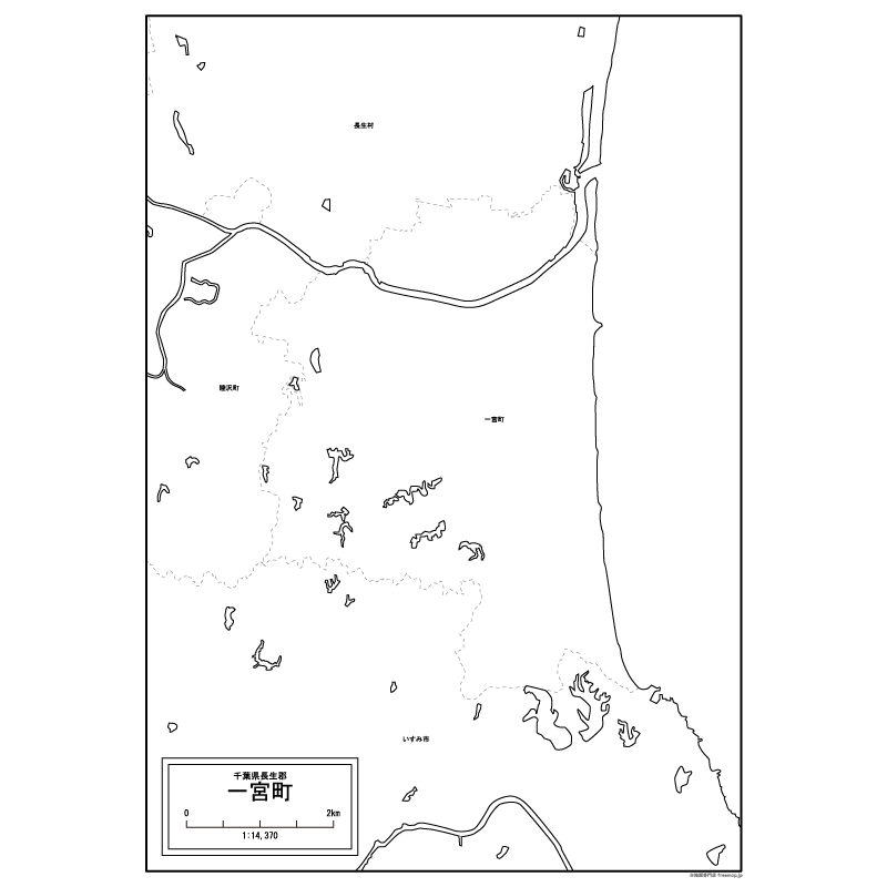 一宮町の白地図のサムネイル