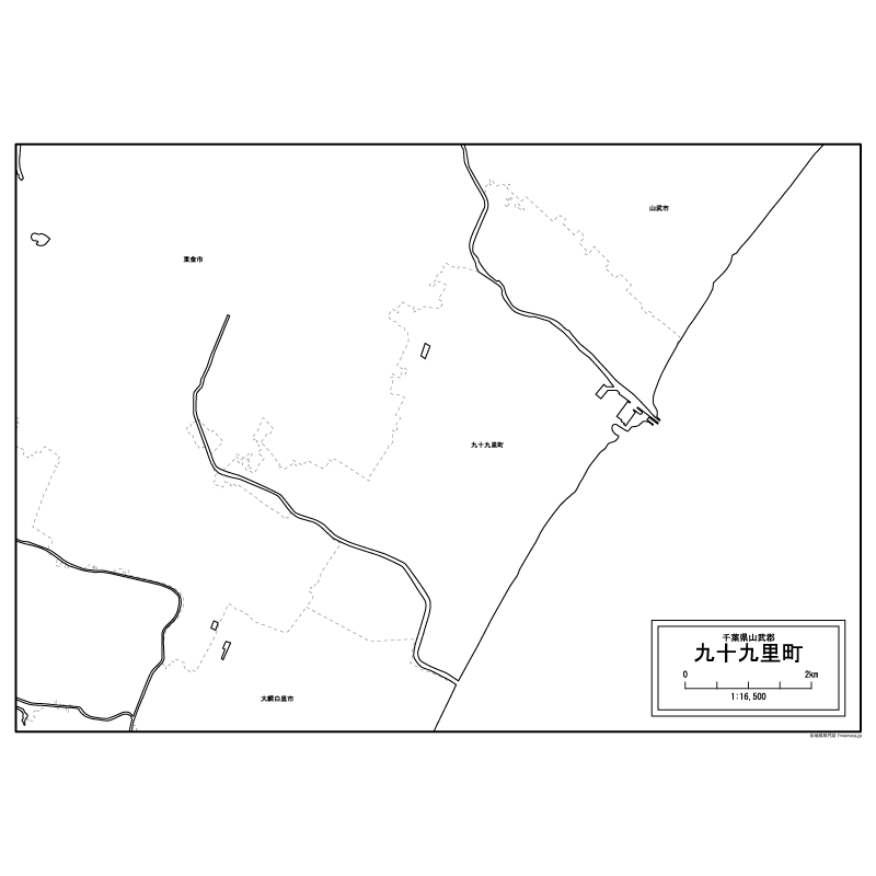 九十九里町の白地図のサムネイル